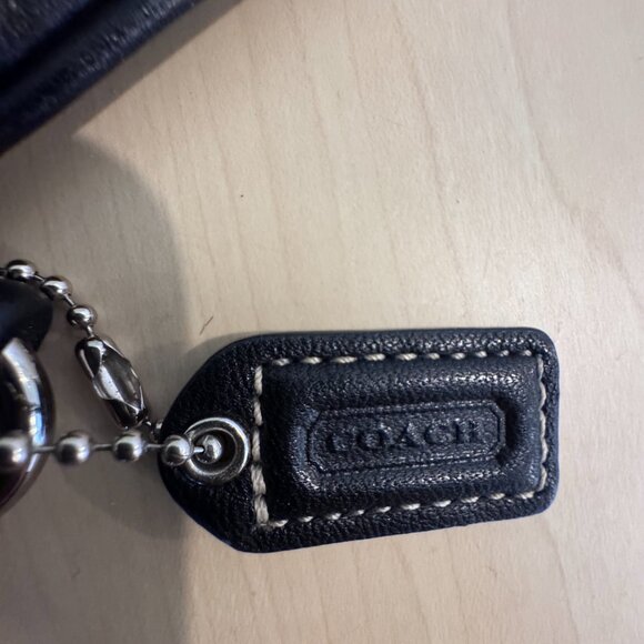 Coach Black Leather Wristlet – Contrast Stitching – Silver Hardware - Picture 5 of 9